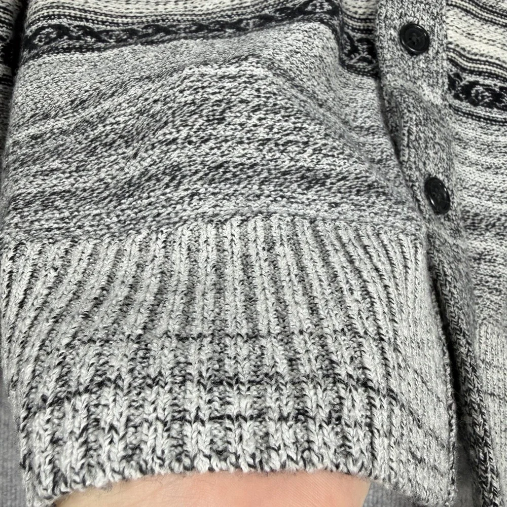 Banana Republic Size-L Mens Cardigan Collar Sweater Gray Merino Wool Tribal